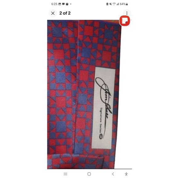 Jim Shore Geometric/Floral Signature Silk Neck Tie - Picture 2 of 2